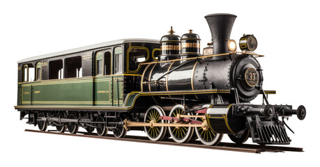 Wall Mural - vintage train isolated on transparent background - generative ai