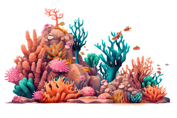 Wall Mural - coral reef isolated on transparent background - generative ai