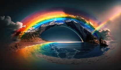 Wall Mural - rainbow over the earth