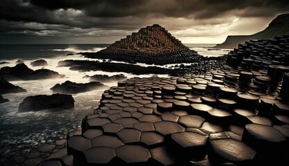 Poster - Giants Causeway Ireland beach in the morning