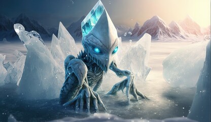 Wall Mural - ice alien landscape with snow