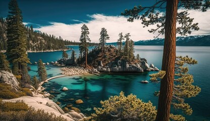 Wall Mural - Lake Tahoe California Nevada USA tropical island in the maldives