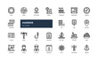 harbor cargo logistic shipping marine sea detailed outline line icon set
