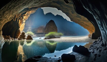 Poster - Reed Flut Cave China inside the cave