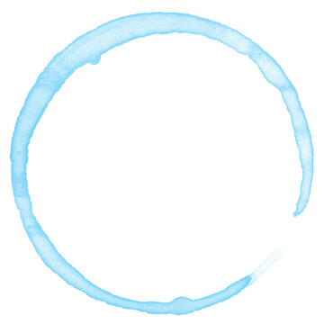 Abstract blue watercolor circle on white background.