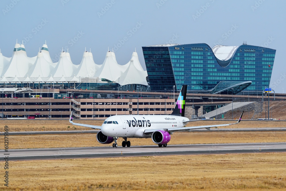 Volbris DENVER, USA-OCTOBER 17: Airbus A320 operated by Volaris taxis on ...
