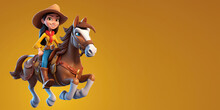 Cowgirl On A Horse 3d Cartoon. Generative Ai