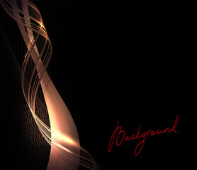 Wall Mural - Isolated curved beige color wave on a black background