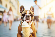Illustration Of Happy Dog Having Ice Cream