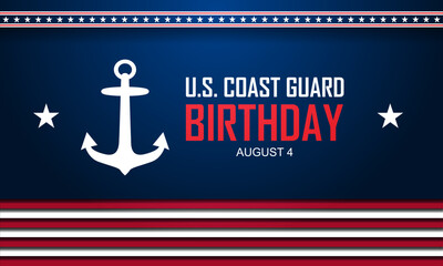 Poster - U.S. Coast Guard Birthday August 4 background vector illustration