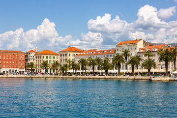 Sticker - Split old town waterfront at the Mediterranean Sea vacation in Croatia