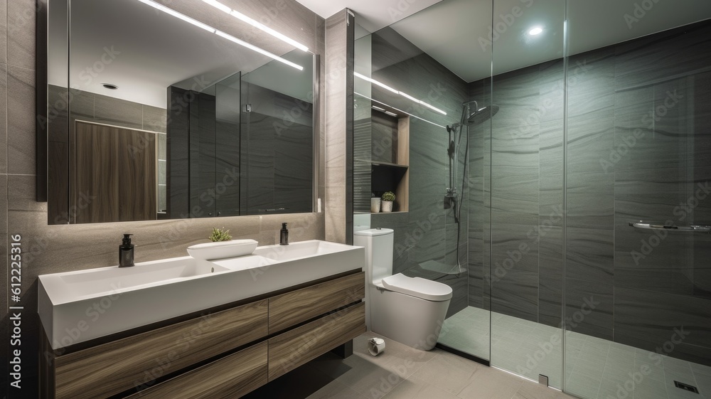 Interior design of Bathroom in Contemporary style with Shower decorated ...