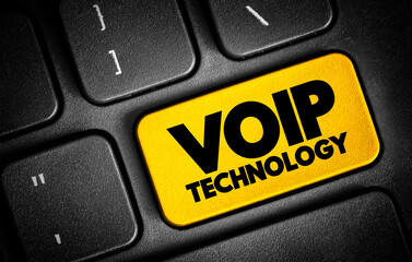 Poster - Voip Technology - make voice calls using a broadband Internet connection, text concept button on keyboard