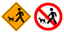 Walking Man With A Dog Road Sign.