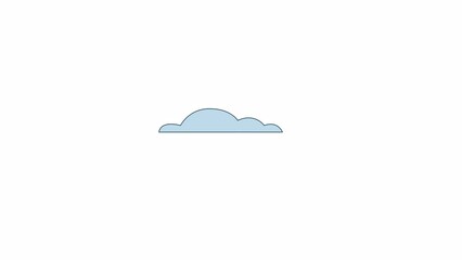 Fototapete - Animated one cloud in sky. Flat outline style icon 4K video footage for web design. Cloudy weather isolated colorful thin line object animation on white background with alpha channel transparency