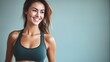 © GustavsMD - Sport and fitness concept. Portrait of Smiling girl enjoying fitness training. Generative AI