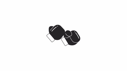 Fototapete - Animated bw boxer boxing gloves. Flat cartoon style icon 4K video footage for web design. Kickboxing class. Punching isolated monochromatic flat object animation with alpha channel transparency
