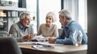 © GustavsMD - Senior couple meeting financial advisor for investment. Generative AI.