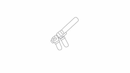 Poster - Baseball batting bw animation. Animated isolated 2D swing softball bat. Cricket sports equipment. Cartoon monochrome thin line hands 4K video footage, alpha channel transparency for web design