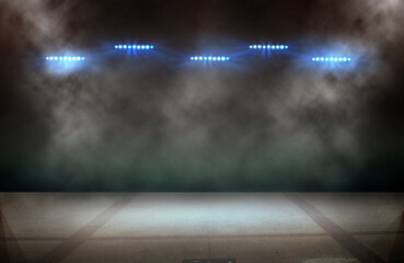 Wall Mural - Bright stadium arena lights and smoke	