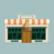 Vintage Restaurants and shops facade storefront.Storefront building vector illustration.Commercial store flat design