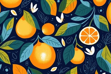 Seamless pattern featuring oranges, Background Computer, Generative Ai