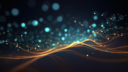 Poster - Modern digital abstract 3D background. Can be used in the description of network abilities, technological processes, digital storages, science, education, etc. Copy space. Based on Generative AI