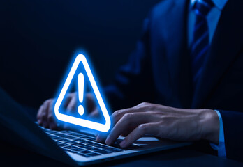 Wall Mural - warning triangle and exclamation sign icon caution of dangerous problems server error