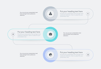 Wall Mural - Simple vertical process infographic template with three options. Flat presentation diagram with thin lines and minimalistic icons.