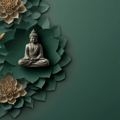 Wall Mural - buddhism background with buddha and lotus