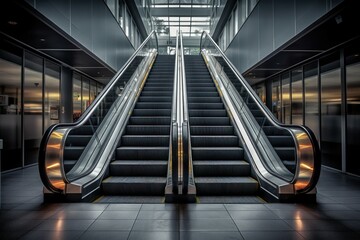 Poster - Modern escalator mall. Generate Ai