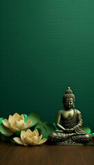 Wall Mural - buddhism background with buddha and lotus