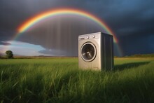 Washing Machine Rainbow Field. Generate Ai