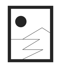 Poster - Wall art in frame flat monochrome isolated vector object. Framed picture for house decor. Editable black and white line art drawing. Simple outline spot illustration for web graphic design