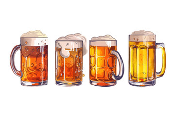Poster - Beer mug cheers drink set. Flat  Generative AI