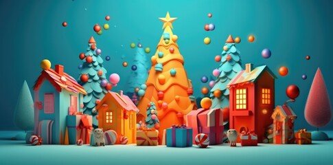 Wall Mural - Merry christmas and happy new year festive background.