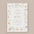 Garden Flowers Wedding Invitation Card Design, Wildflower Wedding Invite, Colorful Spring Floral Invitation Card.