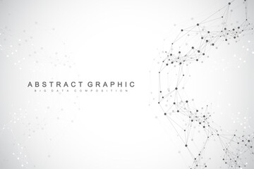 Aufkleber - Global network background. Social network communication in the global business concept. Big data visualization. Internet technology. Vector illustration.