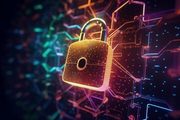 Poster - Padlock opening network. Generate Ai