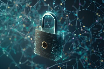 Poster - Padlock reveal network. Generate Ai