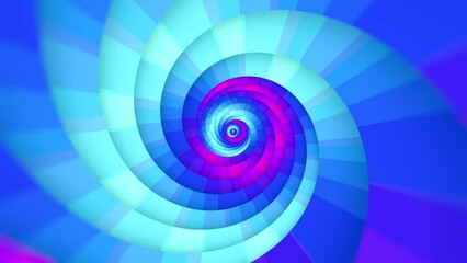 Poster - Minimal spiral in infinite rotation. Abstract background in blue and purple color. Dizzy concentric pattern. Retro backdrop for event, party, celebration, anniversary or other. Seamless loop animation