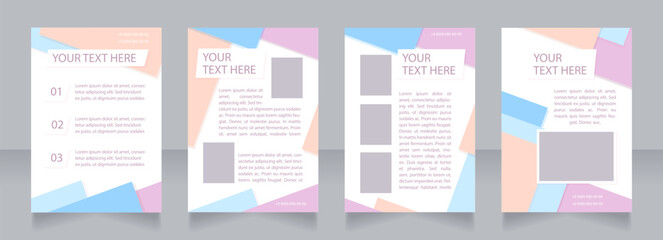Goods advertisement blank brochure layout design. New products promotion. Vertical poster template set with empty copy space for text. Premade corporate reports collection. Editable flyer paper pages