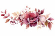watercolor burgundy flowers. Flat hand-drawn illustration isolated on white background. Generative AI