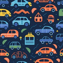 Seamless vintage racing cars pattern. Generative AI, Generative, AI