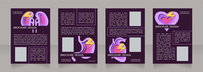 Organ failure awareness and prevention blank brochure layout design. Vertical poster template set with empty copy space for text. Premade corporate reports collection. Editable flyer paper pages