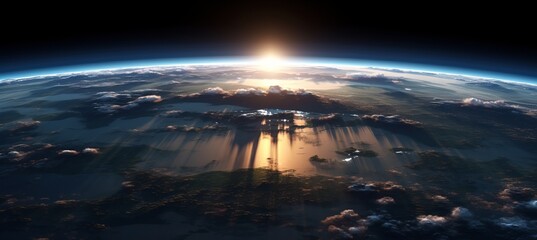 Wall Mural - atmosphere planet earth horizon background. generative ai technology.