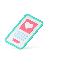 Poster - Virtual dating smartphone application homepage remotely couple meeting 3d icon realistic vector