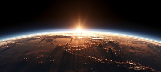 Wall Mural - rising earth horizon background. generative ai technology.