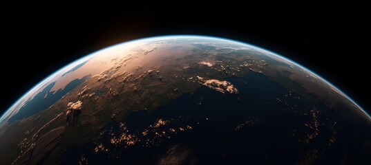 Wall Mural - outer space planet earth horizon background. generative ai technology.
