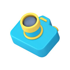 Poster - Camera photo video content creation photography zoom optical technology 3d icon realistic vector